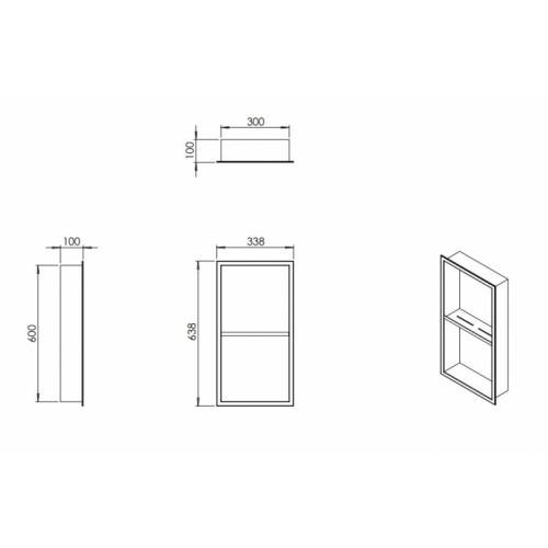 Niche murale de douche, étagère encastrable douche acier Inox Brossé - 60x30cm Ns-1224-55 Schéma Niche murale de douche, étagère encastrable douche acier Inox Brossé - 60x30cm Ns-1224-55 Schéma