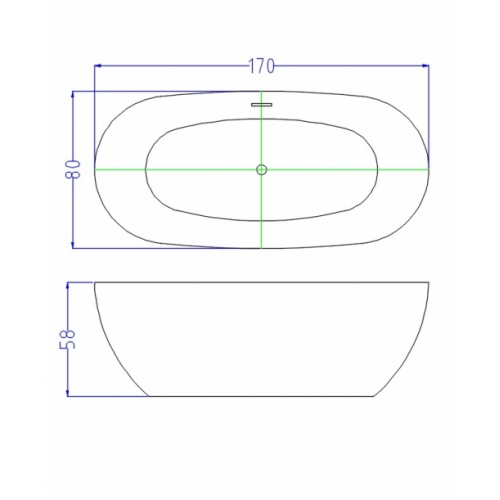 Baignoire ilot LAGOON Gris 80x170cm** C-2278-17 Schéma