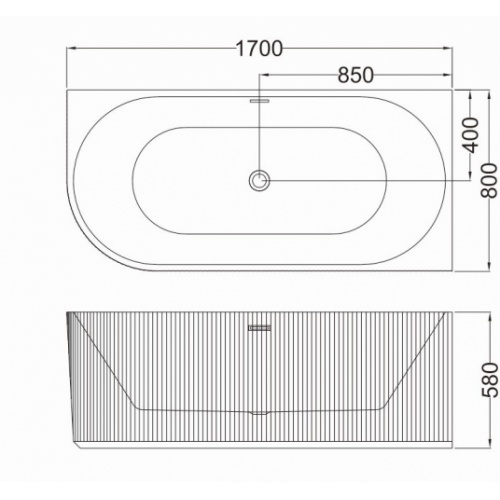 Baignoire d'angle NONNA cannelée 80x170cm Blanc - Angle à droite C-4239-17 -Schéma Baignoire d'angle NONNA cannelée 80x170cm Blanc - Angle à droite C-4239-17 -Schéma