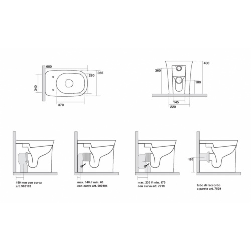 WC NEW YORKER réservoir haut Noir Mat WCHNY01