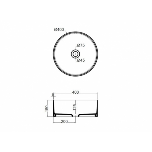 Vasque céramique ronde CIOTOLA Blanc mat CI40601 Schéma Vasque céramique ronde CIOTOLA Blanc mat CI40601 Schéma