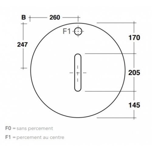 Plan rond pour console GUSTAV Glossy Tobacco 5061_Schéma Plan rond pour console GUSTAV Glossy Tobacco 5061_Schéma