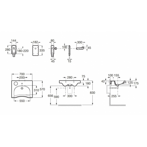 Lavabo PMR ergonomique MERIDIAN A32724H000 Schéma Lavabo PMR ergonomique MERIDIAN A32724H000 Schéma