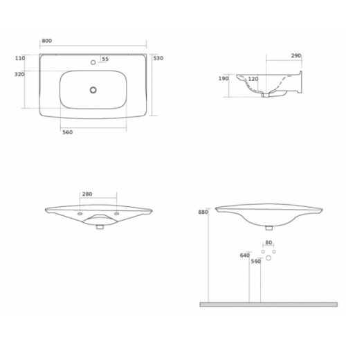 Vasque Lavabo NEW YORKER 80cm Blanc brillant - 1 Trou de robinetterie NY805001 Schéma 1T Vasque Lavabo NEW YORKER 80cm Blanc brillant - 1 Trou de robinetterie NY805001 Schéma 1T