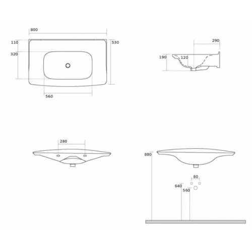 Vasque Lavabo NEW YORKER 80cm Blanc brillant - Sans perçage NY805001 Schéma ss trou Vasque Lavabo NEW YORKER 80cm Blanc brillant - Sans perçage NY805001 Schéma ss trou