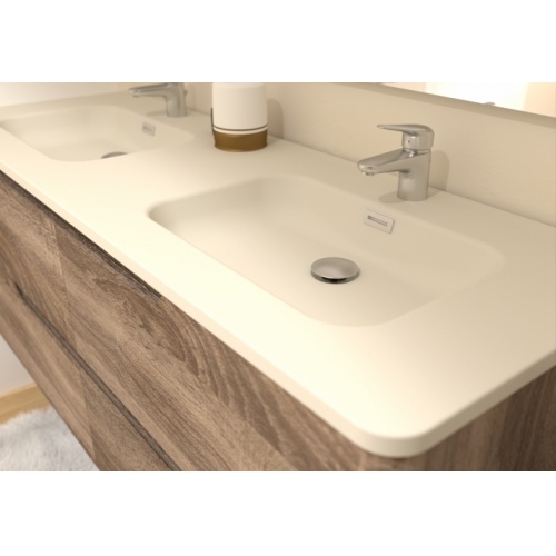 Meuble double vasque LUNA Bois Foncé 140cm avec miroir KATHY Luna-140-bois foncé-détail vasque Meuble double vasque LUNA Bois Foncé 140cm avec miroir KATHY Luna-140-bois foncé-détail vasque