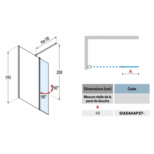 Volet pivotant GIADA HFP1 40cm - Silver - Transparent GIADA HFP1 Schéma Volet pivotant GIADA HFP1 40cm - Silver - Transparent GIADA HFP1 Schéma