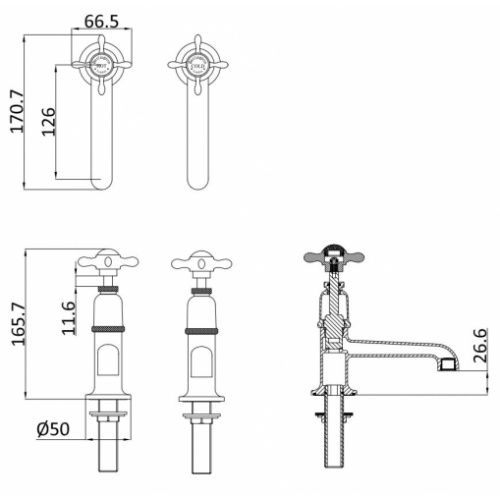 Mélangeur de lavabo rétro GUILD Nickel Brossé 2 trous GU140DNx Schéma Mélangeur de lavabo rétro GUILD Nickel Brossé 2 trous GU140DNx Schéma