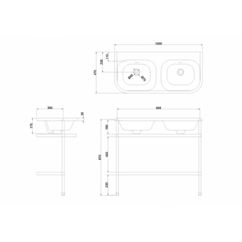 Lavabo double vasque CHALFONT 100 cm B10DE_B10ES Lavabo double vasque CHALFONT 100 cm B10DE_B10ES
