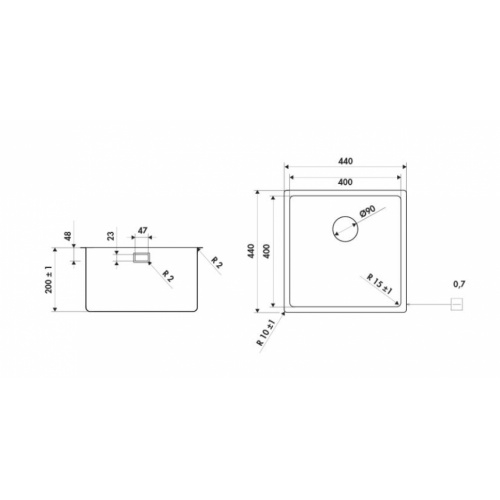 Cuve sous-plan STRESA Inox - L44cm EVSP3548_3 Cuve sous-plan STRESA Inox - L44cm EVSP3548_3