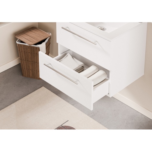 Meuble NEPTUNE Blanc 60 cm - Miroir antibuée KATHY Neptune 60 - Tiroir - Blanc Meuble NEPTUNE Blanc 60 cm - Miroir antibuée KATHY Neptune 60 - Tiroir - Blanc
