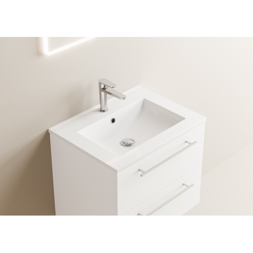 Meuble NEPTUNE Blanc 60 cm - Miroir antibuée KATHY Neptune 60 - Vasque - Blanc Meuble NEPTUNE Blanc 60 cm - Miroir antibuée KATHY Neptune 60 - Vasque - Blanc