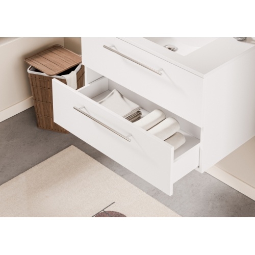 Meuble de salle de bain NEPTUNE Blanc 80 cm - Miroir LITE Neptune 80 - Tiroir - Blanc Meuble de salle de bain NEPTUNE Blanc 80 cm - Miroir LITE Neptune 80 - Tiroir - Blanc