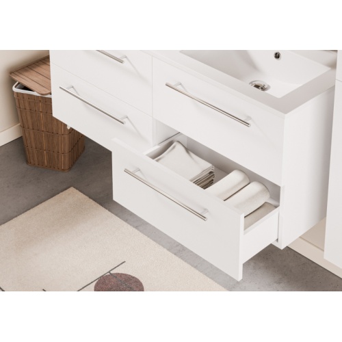 Meuble NEPTUNE Blanc 120 cm - Miroir Lite Neptune 120 - Tiroir - Blanc Meuble NEPTUNE Blanc 120 cm - Miroir Lite Neptune 120 - Tiroir - Blanc