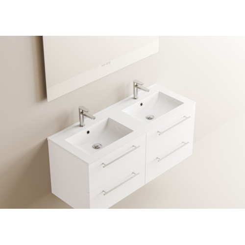 Meuble NEPTUNE Blanc 120 cm - Miroir Lite Neptune 120 - Vasque - Blanc Meuble NEPTUNE Blanc 120 cm - Miroir Lite Neptune 120 - Vasque - Blanc