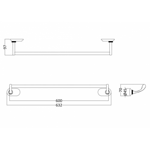 Porte serviette GUILD 60 GU015L Schéma Porte serviette GUILD 60 GU015L Schéma