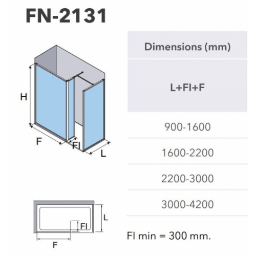 Paroi de douche d'angle NORDIC avec cadre aluminium - FN-2131 FN-2131 Paroi de douche d'angle NORDIC avec cadre aluminium - FN-2131 FN-2131