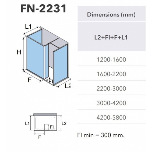 Paroi de douche d'angle NORDIC avec cadre aluminium - FN-2231 FN-2231 Paroi de douche d'angle NORDIC avec cadre aluminium - FN-2231 FN-2231