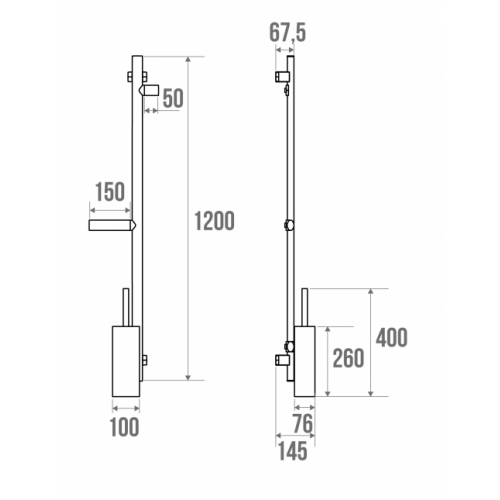 Barre d'appui et de maintien multifonctions ARSIS pour WC - Anodisé brillant Dessin_technique_048540