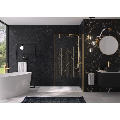 Paroi de douche SOLO DESIGN + Art Déco - Or brossé - 80cm solo-design-plus-darte-photo-in-situ Paroi de douche SOLO DESIGN + Art Déco - Or brossé - 80cm solo-design-plus-darte-photo-in-situ