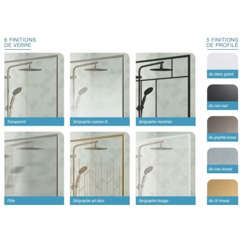 Paroi de douche SOLO DESIGN + Cosmos XL - Graphite Brossé - 90cm - Droite SOLO DESIGN Verre Profilé