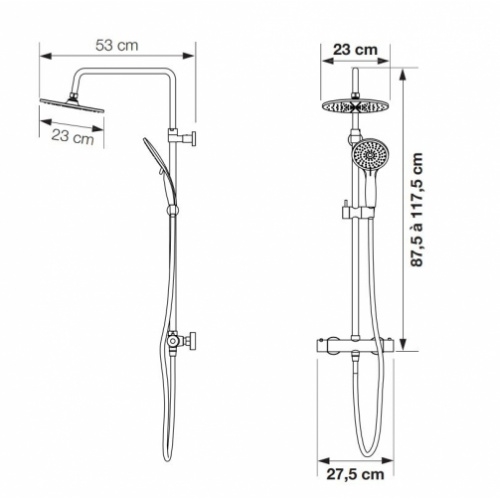 Colonne de douche thermostatique AQUAFACTORY Noir aquafactory Schéma Colonne de douche thermostatique AQUAFACTORY Noir aquafactory Schéma