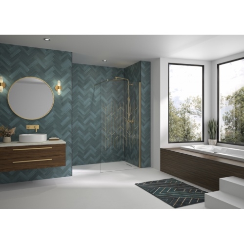 Paroi de douche walk-in SOLO DESIGN Art Déco - Or brossé - 80cm solo-design-darte Paroi de douche walk-in SOLO DESIGN Art Déco - Or brossé - 80cm solo-design-darte