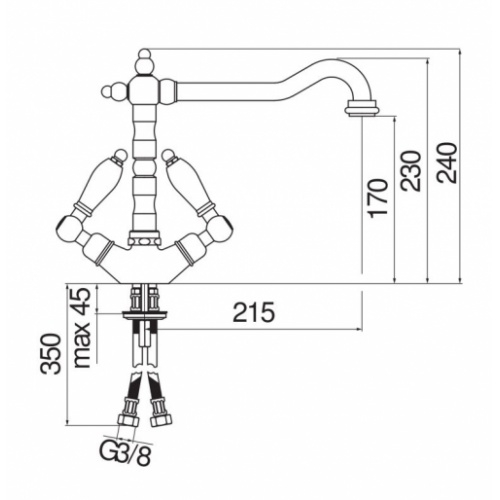Mélangeur d'évier rétro ANTICA Chromé AT31117CR sCH2MA Mélangeur d'évier rétro ANTICA Chromé AT31117CR sCH2MA