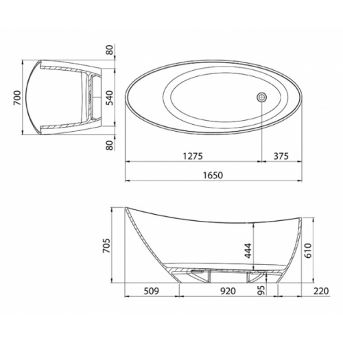 Baignoire DIANE en Durocoat 165x70cm Blanc brillant PLAN-TECHNIQUE-BGDIANE Baignoire DIANE en Durocoat 165x70cm Blanc brillant PLAN-TECHNIQUE-BGDIANE