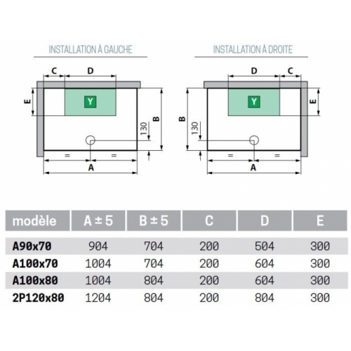 Cabine de douche MEDIA A 100x70cm - Thermostatique - Silver MEDIA A Cotes