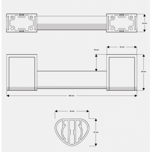 Barre d'appui droite adaptée PMR et Séniors ONYX II Black Edition - 300 mm Schéma_12801BLK-LS Barre d'appui droite adaptée PMR et Séniors ONYX II Black Edition - 300 mm Schéma_12801BLK-LS