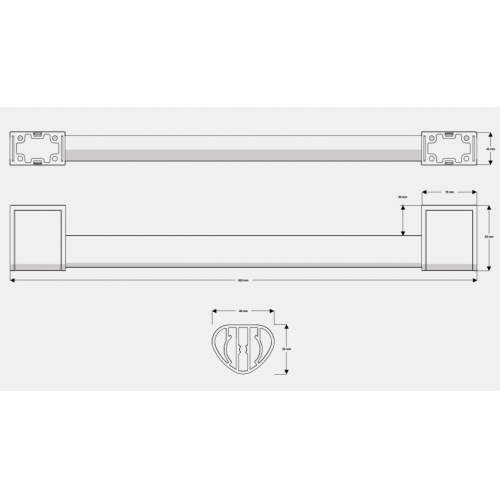 Barre d'appui droite adaptée PMR et Séniors, ONYX II Black Edition - 600 mm Schéma_12803BLK-LS Barre d'appui droite adaptée PMR et Séniors, ONYX II Black Edition - 600 mm Schéma_12803BLK-LS