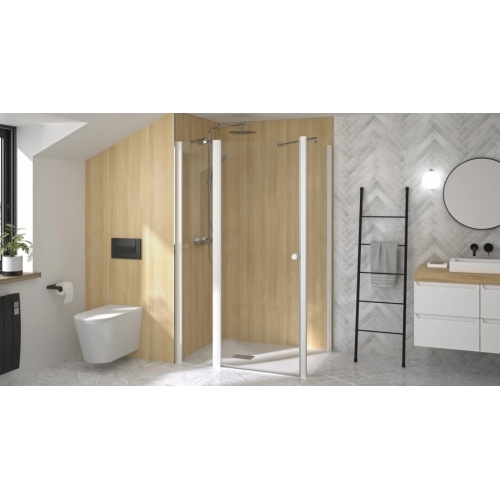Porte pivotante SUPRA P sans seuil- Blanc - 120cm - En angle Porte pivotante SUPRA P sans seuil- Blanc - 120cm - En angle