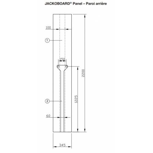 Plaque de renfort Panel Jackoboard Panel Schéma Vue de face Plaque de renfort Panel Jackoboard Panel Schéma Vue de face
