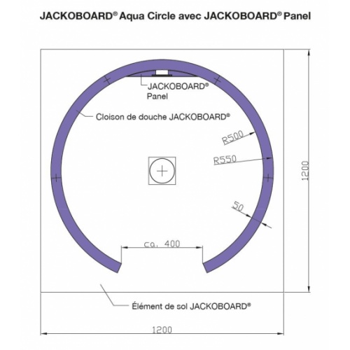 Plaque de renfort Panel Jackoboard Aqua Circle avec Panel Plaque de renfort Panel Jackoboard Aqua Circle avec Panel