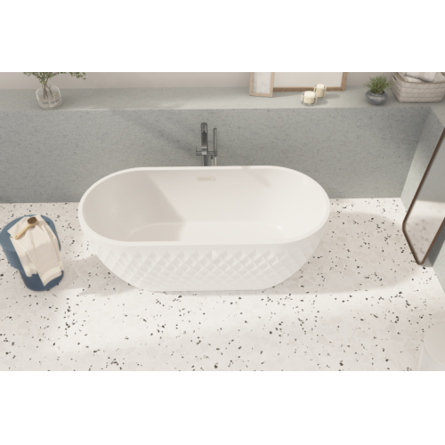 Baignoire ilot PRISM Diamant blanc brillant 170x80cm haut milieu Baignoire ilot PRISM Diamant blanc brillant 170x80cm haut milieu