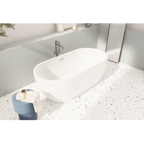 Baignoire ilot PRISM Diamant blanc brillant 170x80cm angle gauche haut Baignoire ilot PRISM Diamant blanc brillant 170x80cm angle gauche haut