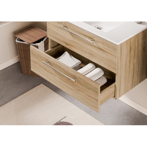 Meuble NEPTUNE Bois Clair 80 cm - Miroir Slim Neptune 80 - Tiroir - Bois clair Meuble NEPTUNE Bois Clair 80 cm - Miroir Slim Neptune 80 - Tiroir - Bois clair