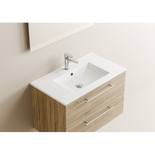 Meuble NEPTUNE Bois Clair 80 cm - Miroir Slim Neptune 80 - Vasque - Bois clair Meuble NEPTUNE Bois Clair 80 cm - Miroir Slim Neptune 80 - Vasque - Bois clair