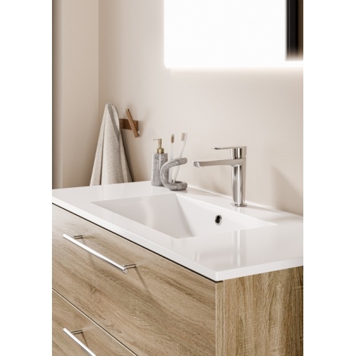 Meuble NEPTUNE Bois Clair 100cm -Vasque Centrée - Miroir Slim Neptune 100 - Cote - Bois clair Meuble NEPTUNE Bois Clair 100cm -Vasque Centrée - Miroir Slim Neptune 100 - Cote - Bois clair