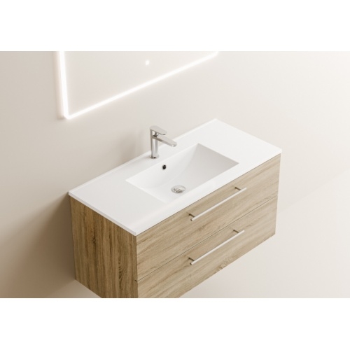 Meuble NEPTUNE Bois Clair 100cm -Vasque Centrée - Miroir Slim Neptune 100 - Vasque - Bois clair Meuble NEPTUNE Bois Clair 100cm -Vasque Centrée - Miroir Slim Neptune 100 - Vasque - Bois clair