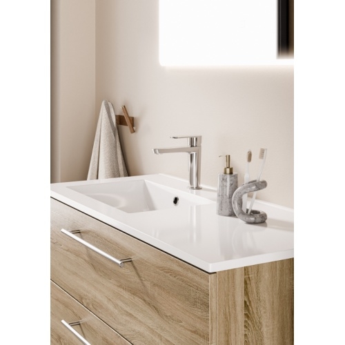 Meuble NEPTUNE Bois Clair 100 cm décalé - SANS miroir Neptune 100D - Cote - Bois clair Meuble NEPTUNE Bois Clair 100 cm décalé - SANS miroir Neptune 100D - Cote - Bois clair