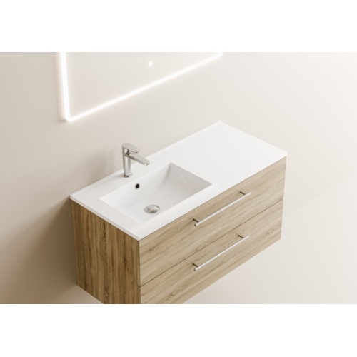 Meuble NEPTUNE Bois Clair 100 cm décalé - SANS miroir Neptune 100D - Vasque - Bois clair Meuble NEPTUNE Bois Clair 100 cm décalé - SANS miroir Neptune 100D - Vasque - Bois clair