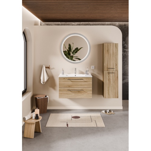 Meuble NEPTUNE Bois Clair 80 cm - Miroir Perle Meuble NEPTUNE Bois Clair 80 cm - Miroir Perle