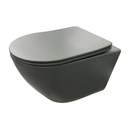 Cuvette suspendue sans bride KELOS Flush Gris Foncé avec abattant Cuvette suspendue sans bride KELOS Flush Gris Foncé avec abattant