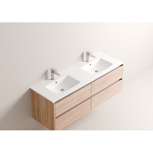 Meuble double vasque JUPITER 3.0 Bois Clair 140cm avec miroir Reflet Jupiter 140 - Vasque LAVA - Bois clair Meuble double vasque JUPITER 3.0 Bois Clair 140cm avec miroir Reflet Jupiter 140 - Vasque LAVA - Bois clair