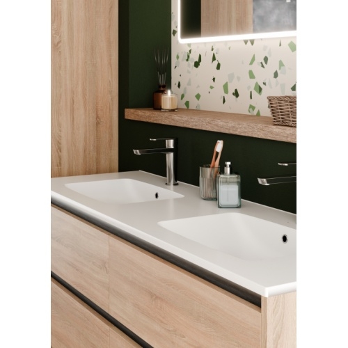 Meuble double vasque JUPITER 3.0 Bois Clair 140cm avec miroir Reflet Jupiter 140 - Cote - Bois clair Meuble double vasque JUPITER 3.0 Bois Clair 140cm avec miroir Reflet Jupiter 140 - Cote - Bois clair
