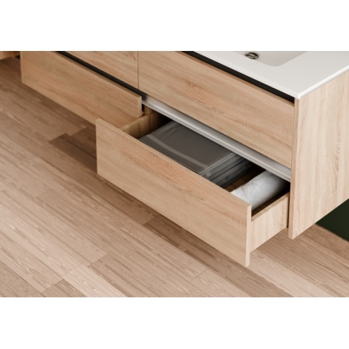 Meuble double vasque JUPITER 3.0 Bois Clair 140cm avec miroir Reflet Jupiter 140 - Tiroir - Bois clair Meuble double vasque JUPITER 3.0 Bois Clair 140cm avec miroir Reflet Jupiter 140 - Tiroir - Bois clair
