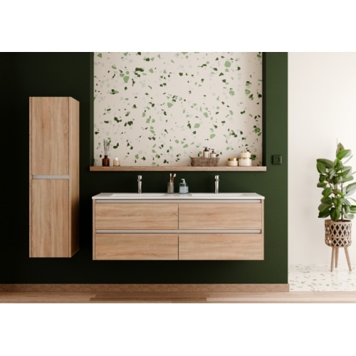 Meuble double vasque JUPITER 3.0 Bois Clair 140cm - Sans miroir Meuble double vasque JUPITER 3.0 Bois Clair 140cm - Sans miroir