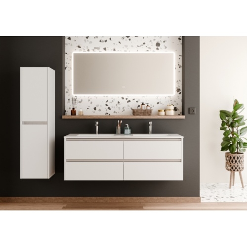 Meuble double vasque JUPITER 3.0 Blanc Brillant 140cm avec miroir Reflet Meuble double vasque JUPITER 3.0 Blanc Brillant 140cm avec miroir Reflet